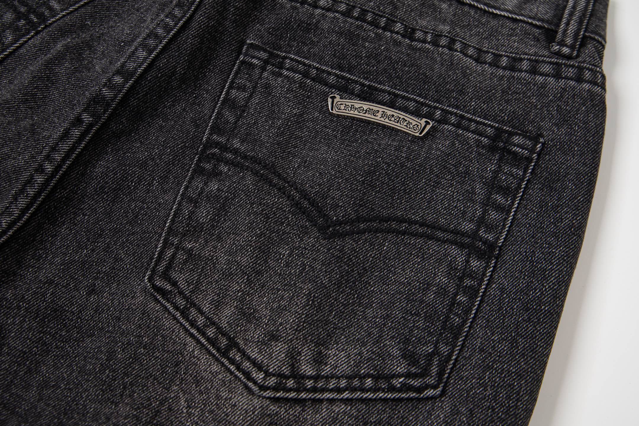 Chrome-Hearts Multi Cross Patch Denim Jeans - Grey Gothic Street Pants 1111