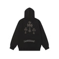 Chrome-Hearts Rhinestone Cross Hoodie - Black Gothic Streetwear Sweatshirt 2633