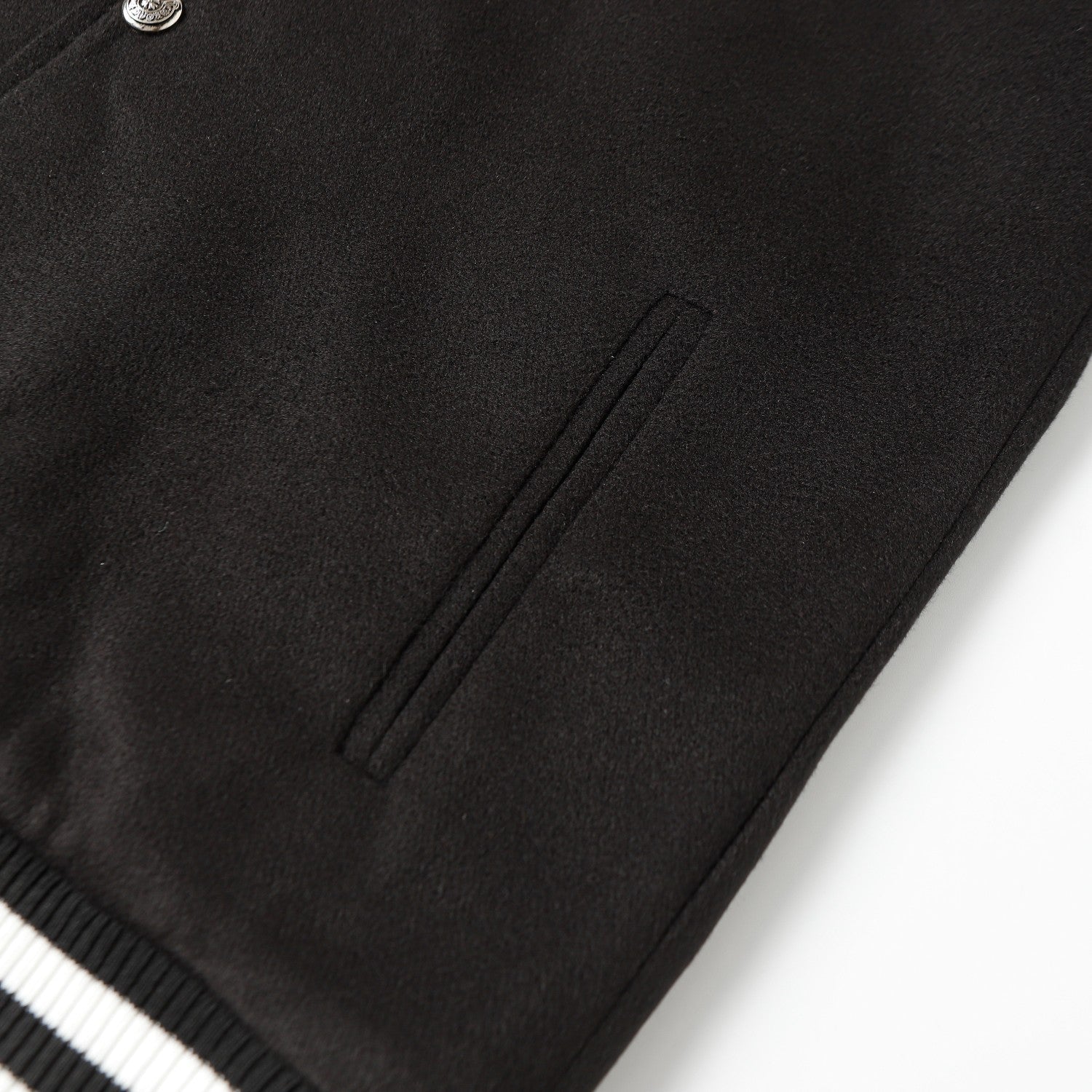 Chrome-Hearts Cross Embroidered Leather Sleeve Varsity Jacket - Black Street Style 116