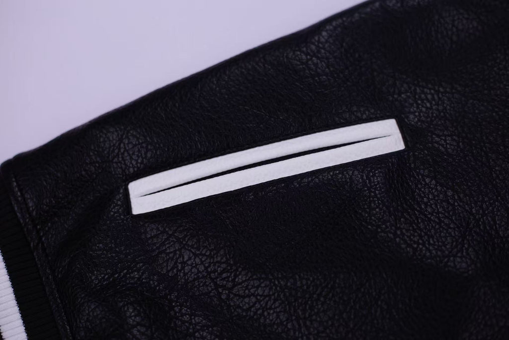 Chrome-Hearts Embroidered Sleeve Varsity Jacket - Black Streetwear Coat 5577