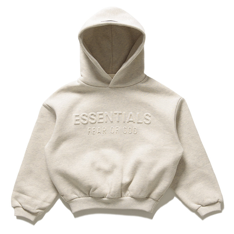 Kids Fear Of God Essentials Embossed Classic Hoodie - Oatmeal Heather