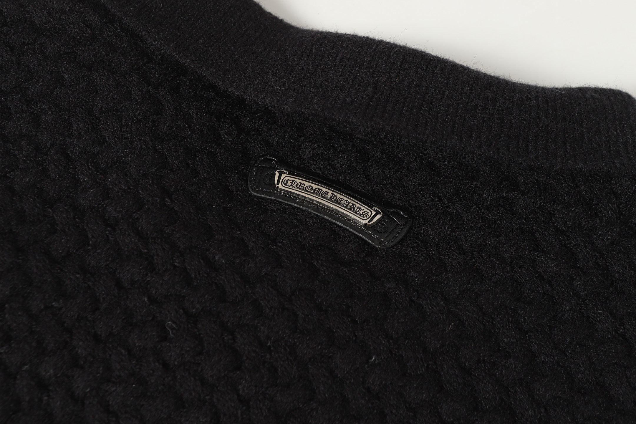 Chrome-Hearts Gothic Cross Knit Cardigan - Black Grey Streetwear Jacket 904