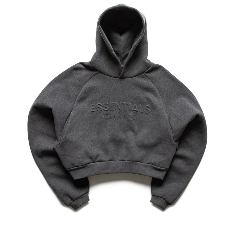 Women's Fear Of God Essentials Embossed 90's Raglan Hoodie - Charcoal Heather