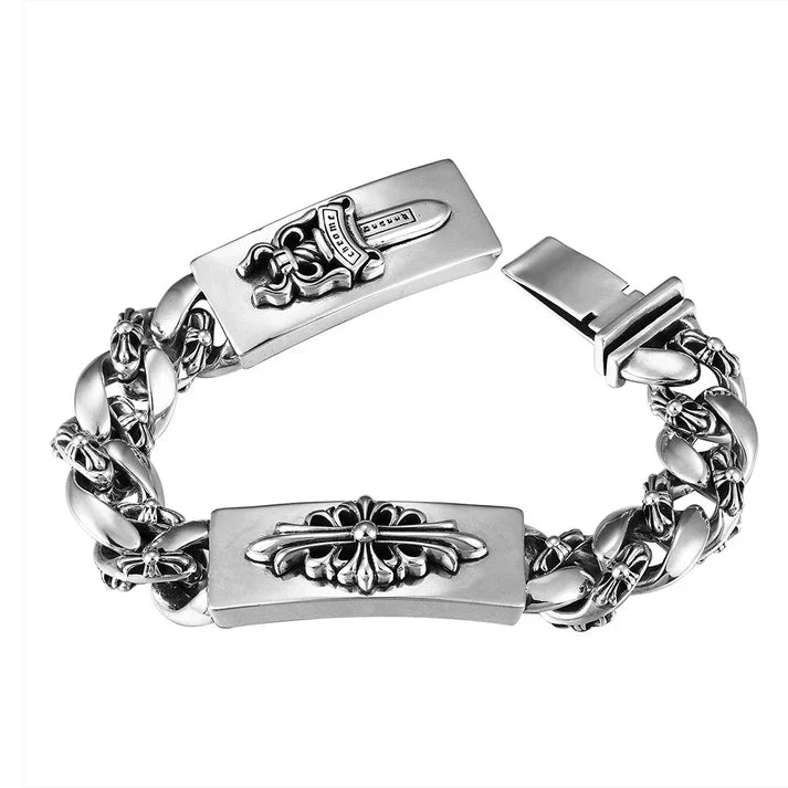 Chrome-Hearts DOUBLE ID FANCY LINK BRACELET -8